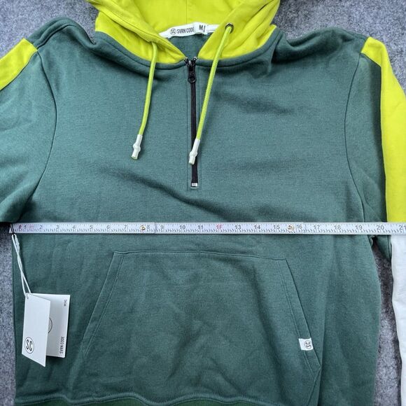 SVRN CODE Hoodie Mens Medium Pine Celery Colorblock Pace 14 Zip Streetwear - Picture 5 of 7